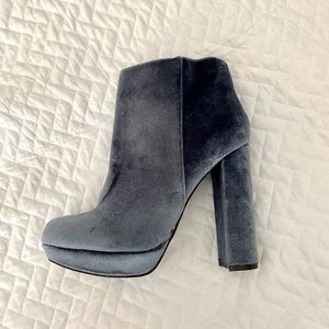 High Velvet Blue/Gray Heeled Boots